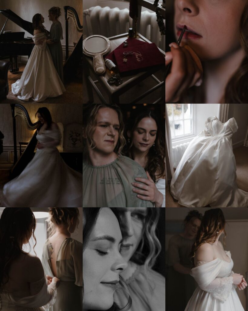 Cinematic LGBTQ+ Glencoe elopement morning captured by Aly Robinson Photography, featuring getting-ready moments, fine art bridal details, and romantic portraits in the Scottish Highlands.