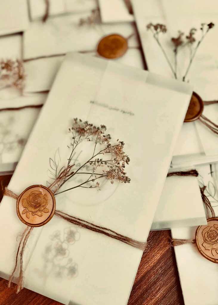 Luxury destination wedding photography in Scotland with fine art wedding details, including bespoke stationery and wax seal branding